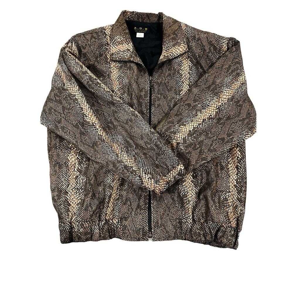 A.D.S American Designer Vintage Women’s Snake-print Bomber Jacket Size L Vintage